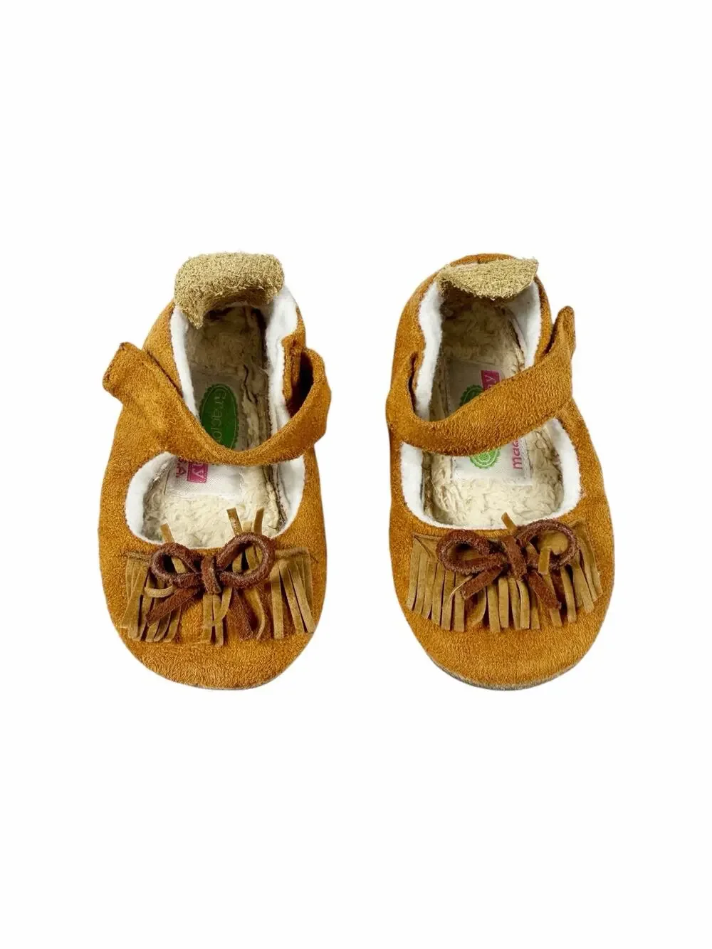 Gracious May Suede Mary Jane Moccasins Camel Brown 6–12 Months